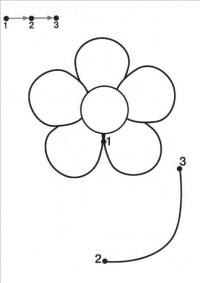 Соедини по точкам для самых маленьких, цветок с листиком 