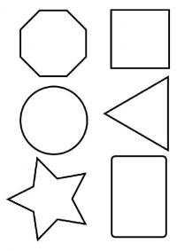 Раскраски фигуры, шестиугольник, квадрат, круг 