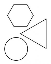 Раскраски фигуры, шестиугольник, треугольник, круг 