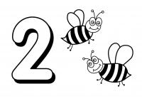 Цифра 2, две пчелы 