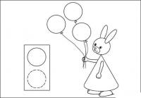Раскраски из фигур, крольчиха с воздушными шарами 