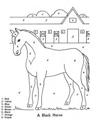 Раскраски на английском, лошадь на ферме 