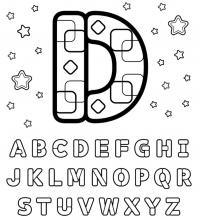Раскраски английские буквы, буква d и алфавит 