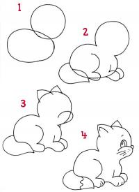 Как нарисовать для детей котенка 