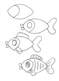 Как нарисовать для детей рыбку 