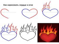 Нарисовать поэтапно сердце в огне 
