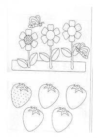 Штриховки для детей, поставь точки на цветочке и ягодах 