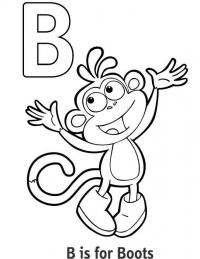 Раскраски алфавит, буква в, обезьянка 