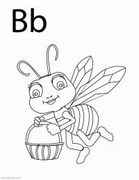 Раскраски алфавит, буква в, пчела 