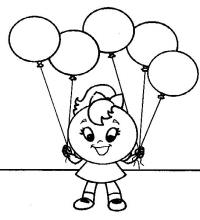 Раскраски формы, девочка с воздушными шариками 
