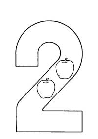Цифра 2, яблоки 