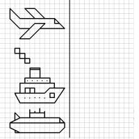 Графический диктант по клеточкам сложные, самолет, пароход, подводная лодка 